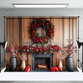 Lofaris Weihnachtsstern Kranz Winter Weihnachten Drinnen Foto Hintergrund